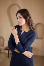 Nura Linen Kurta with Gul Moti Detailing - Mint Green or Navy
