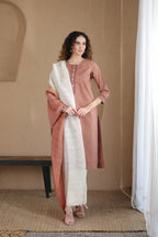 Afsana Kurta with Pearl and Lace - Terracotta
