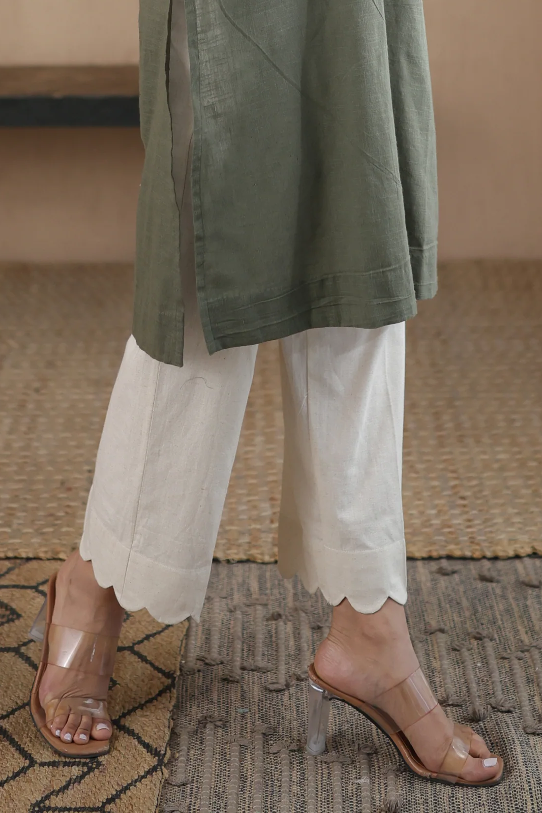 Afsana Organic Cotton Scalloped Pants
