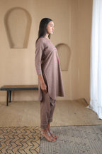 Rahi Co-ord Set with Yoke Detailing - Brown