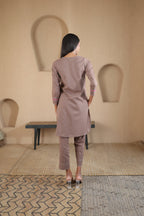 Rahi Co-ord Set with Yoke Detailing - Brown