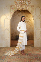 Nura Linen Kurta with Gul Jaal Detailing - White or Mint Green