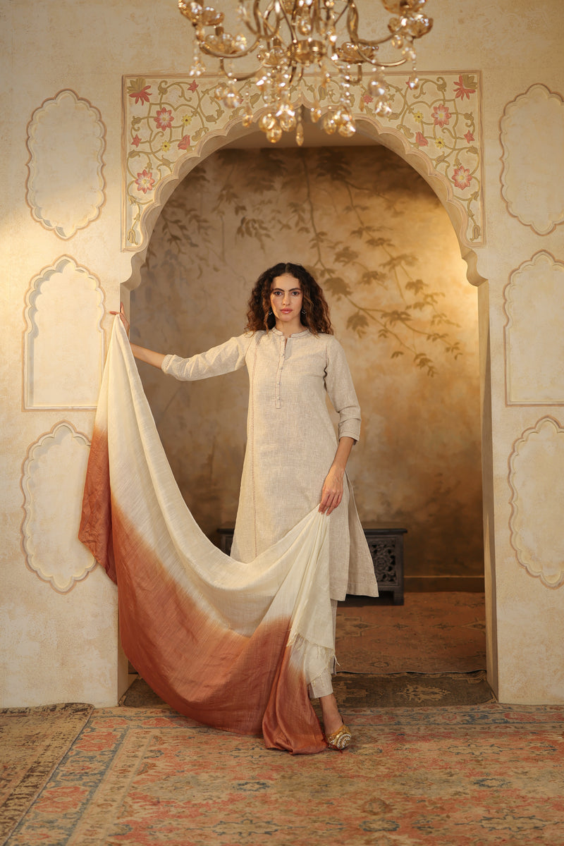 Nura Linen Kurta with Gul Rekh Detailing