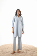 Rahi Co-ord Set with Scallop Embroidery - Sky Blue