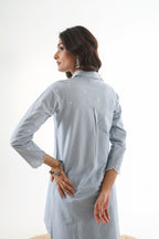 Rahi Co-ord Set with Scallop Embroidery - Sky Blue