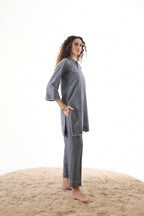 Rahi Co-ord Set with Sequin Embroidery - Denim Grey