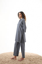 Rahi Co-ord Set with Sequin Embroidery - Denim Grey