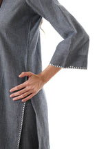 Rahi Co-ord Set with Sequin Embroidery - Denim Grey
