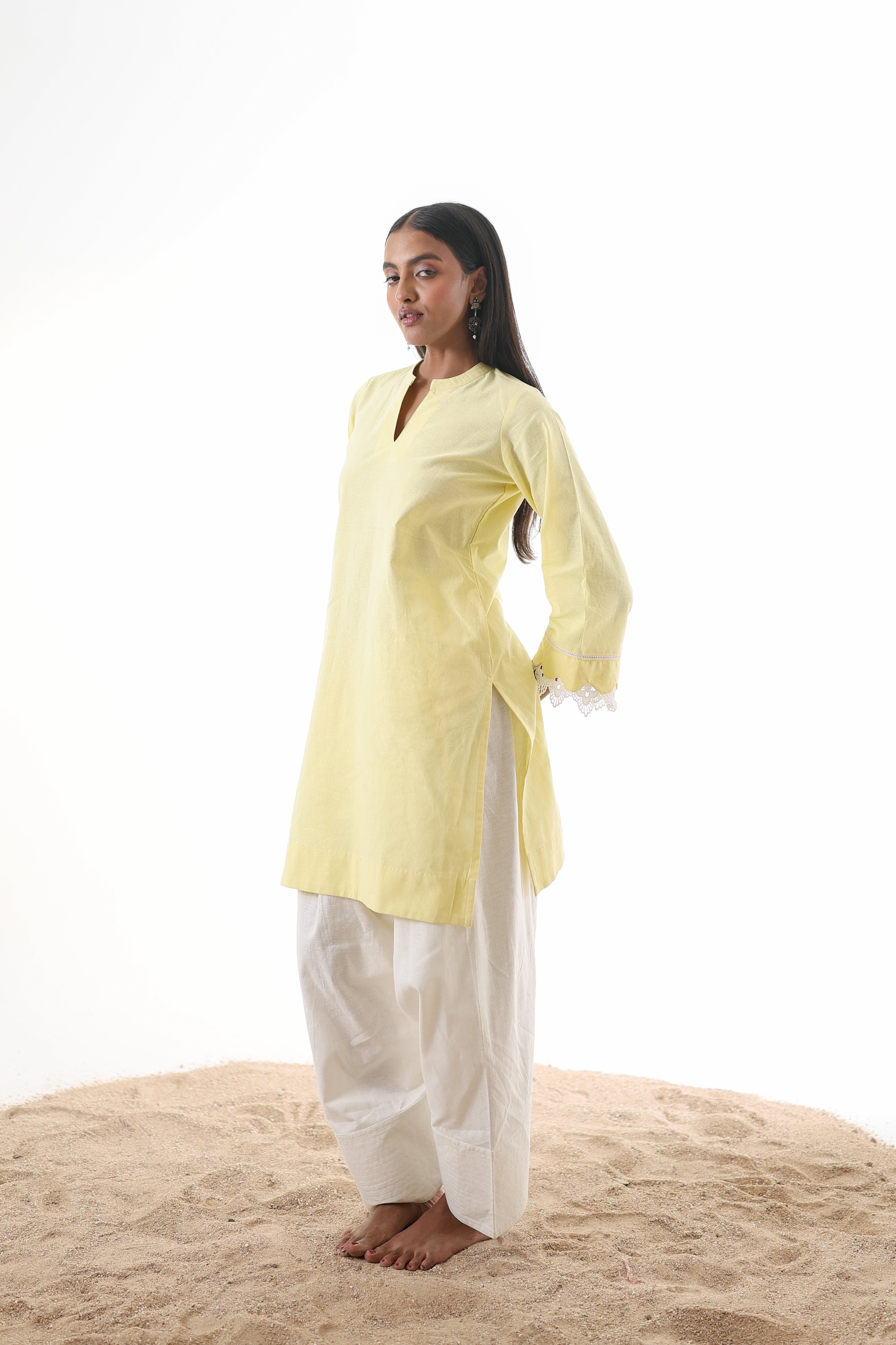 Rahi Farshi Salwar Suit with Lace - Yellow/White