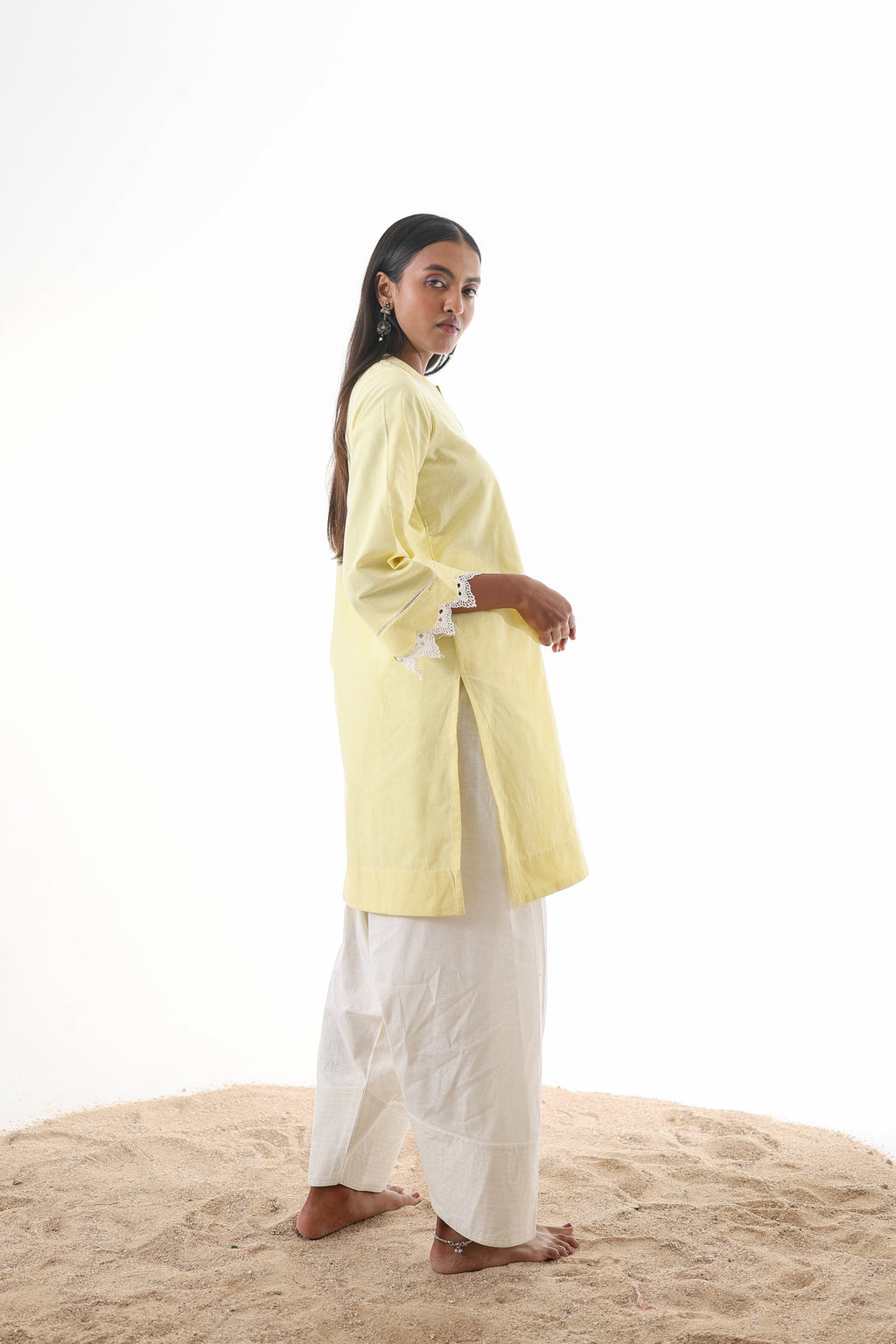 Rahi Farshi Salwar Suit with Lace - Yellow/White