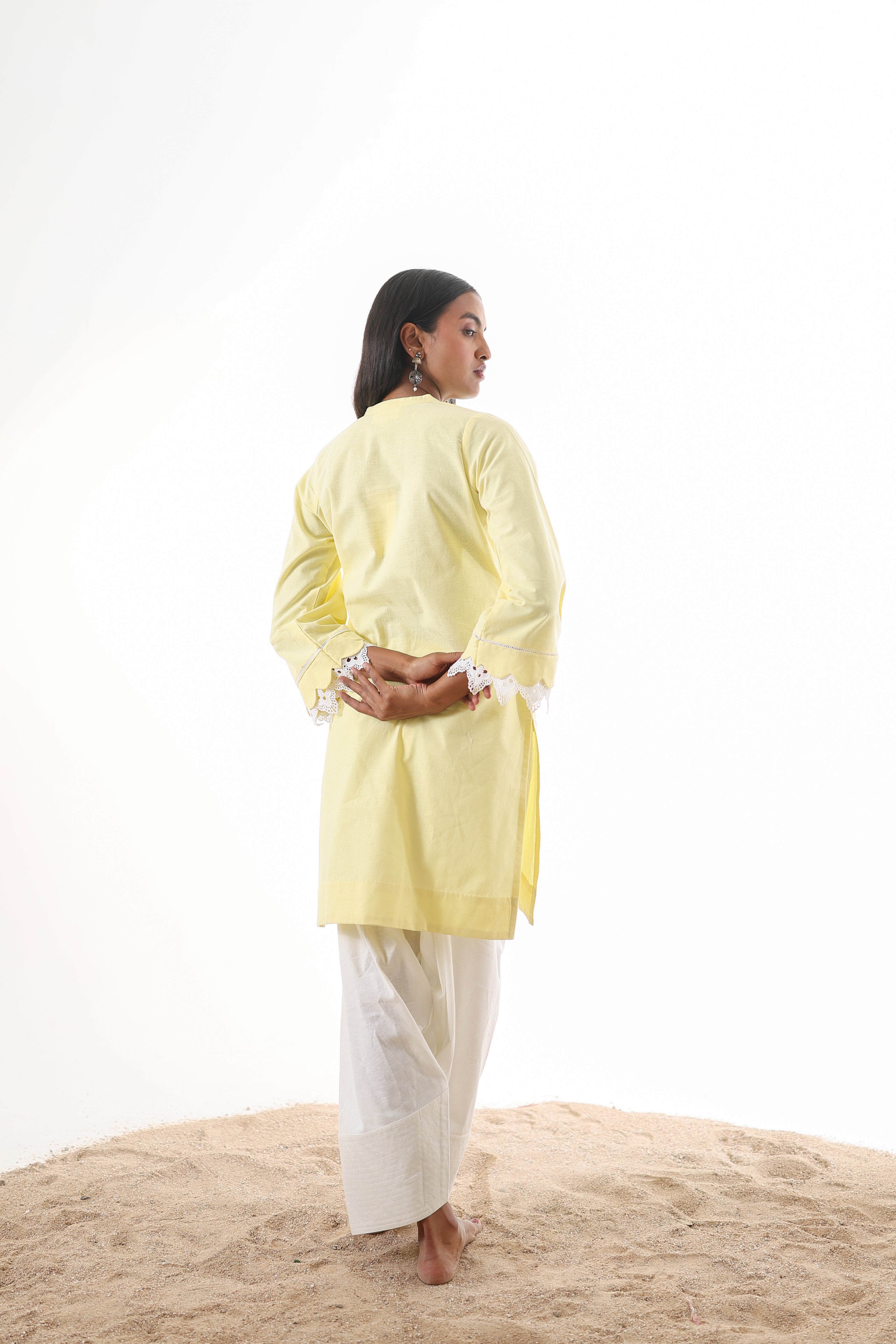 Rahi Farshi Salwar Suit with Lace - Yellow/White
