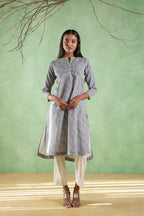 Nura Linen Kurta with Gul Ghera Detailing - Mint Green or Ikat Grey