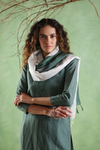 Nura Linen Kurta with Gul Ghera Detailing - Mint Green or Ikat Grey