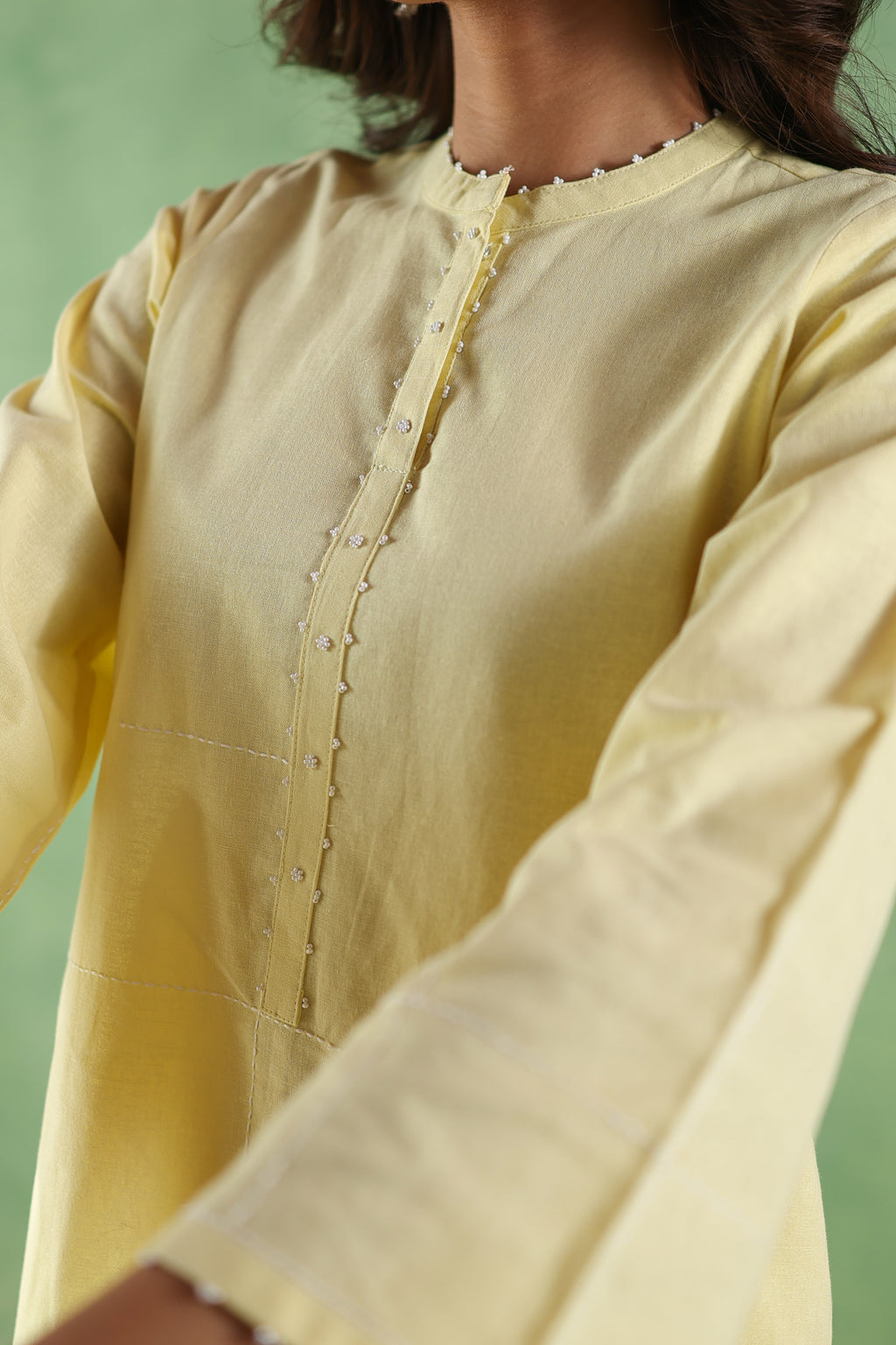 Rahi Farshi Salwar Suit with Pearl Detailing - Yellow/White or Pink/White