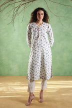 Afsana Printed Kurta with Tassels String - Blue or Pink