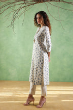 Afsana Printed Kurta with Tassels String - Blue or Pink