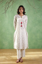 Afsana Printed Kurta with Tassels String - Blue or Pink