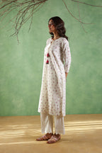 Afsana Printed Kurta with Tassels String - Blue or Pink