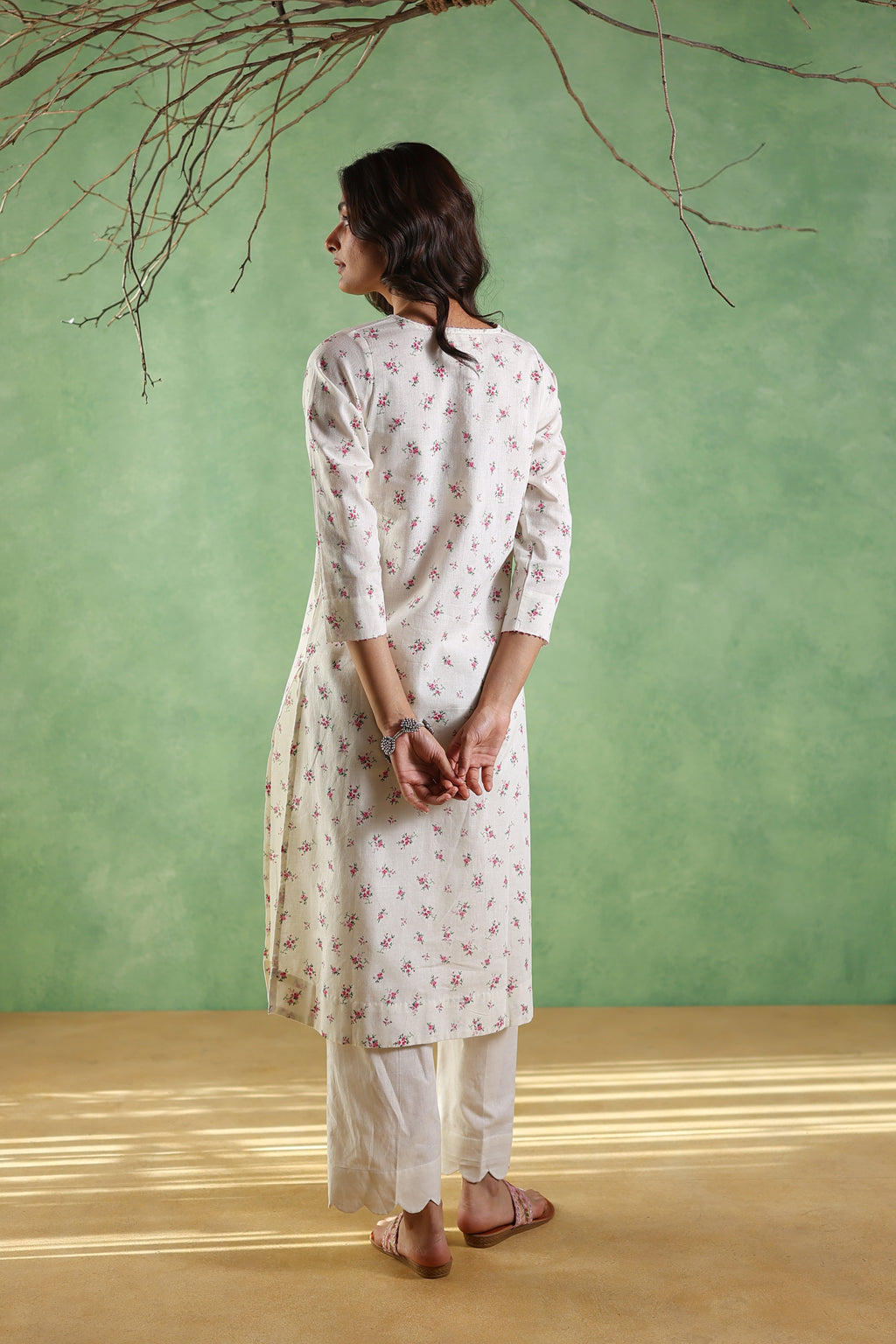 Afsana Printed Kurta with Tassels String - Blue or Pink