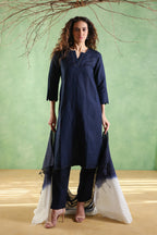 Nura Linen Kurta with Gul Moti Detailing - Mint Green or Navy