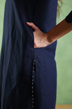 Nura Linen Kurta with Gul Moti Detailing - Mint Green or Navy