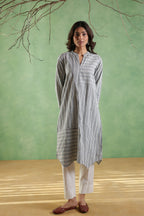 Afsana Line Work Kurta with Curve Hem - Blue
