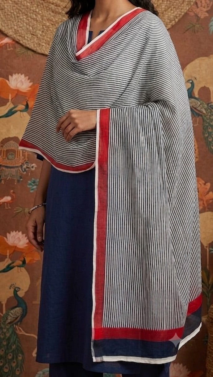 Afsana Chiffon Striped Dupatta with Border