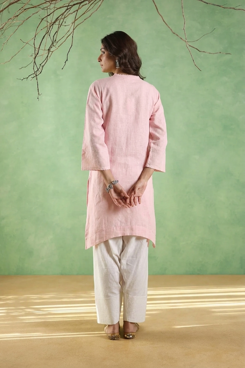 Rahi Farshi Salwar Suit with Pearl Detailing - Yellow/White or Pink/White